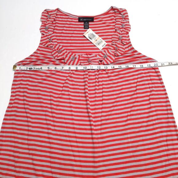 INC Tunic Tank Top Women's Plus Size 2X Rosettes Red Gray/Taupe Striped NEW NWT - Picture 13 of 14